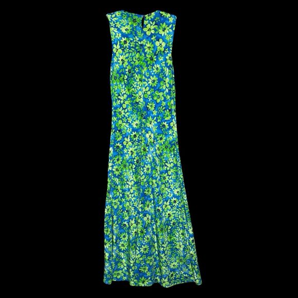 Vintage 90s Y2K My Michelle Maxi Dress Womens 5/6 Floral Sleeveless Blue Green - Picture 2 of 6